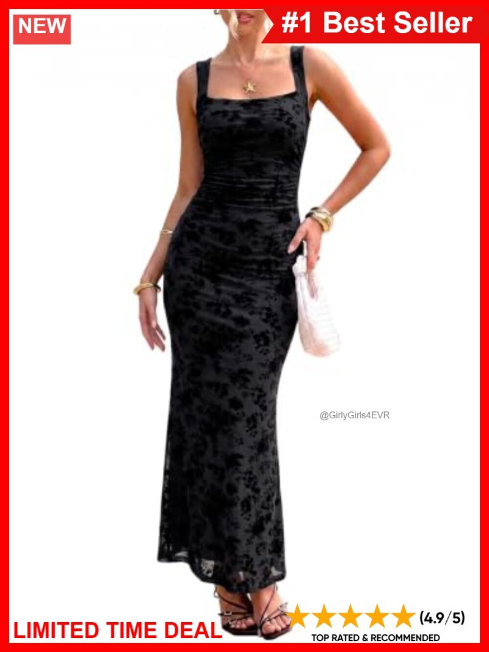 Women's Floral Bodycon Maxi Dress Square Neck Sleeveless